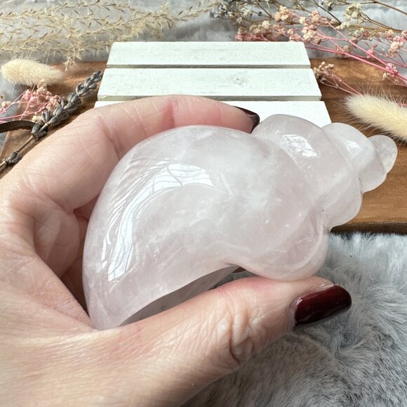 Rose Quartz Seashell Carving - Picture 6 of 8
